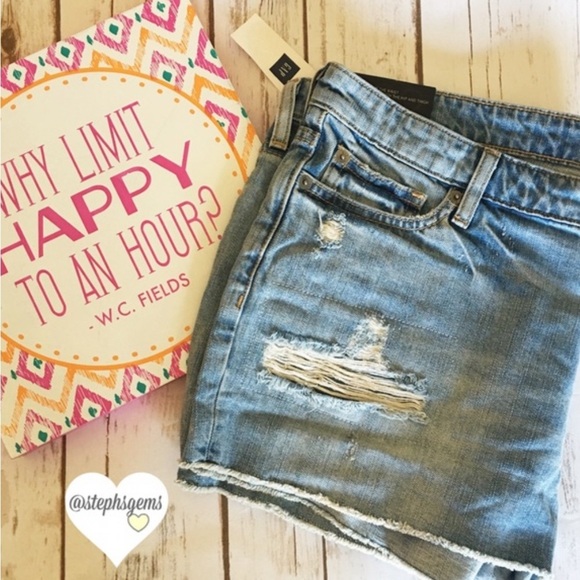 GAP Distressed Blue Denim Shorts - Picture 1 of 3